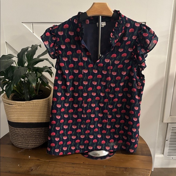 J. Crew Navy Floral Top - Picture 3 of 10